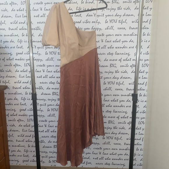 BY ANTHROPOLOGIE FAUX LEATHER ONE-SHOULDER ASYMMETRICAL MIDI DRESS - Picture 7 of 10